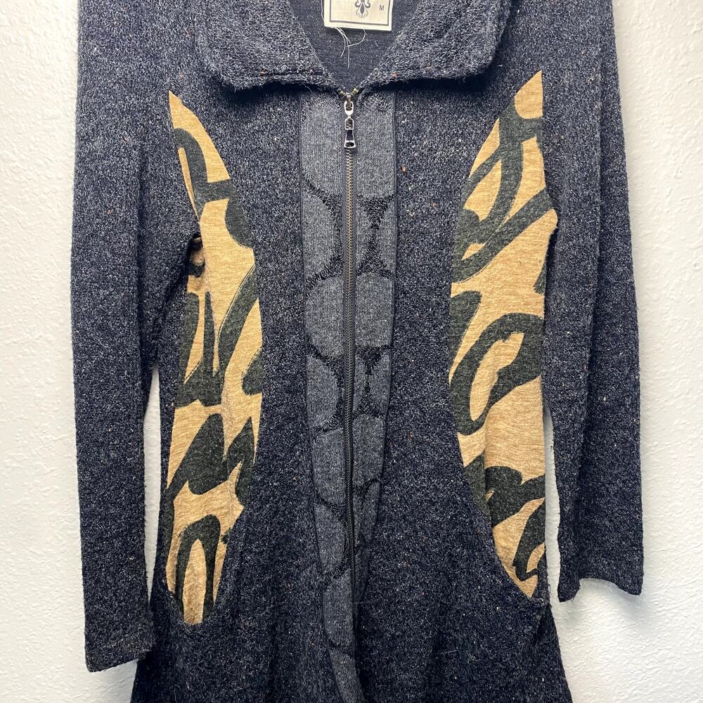 Vtg Y2K Fleur De Lis Avant Garde Grunge Ruffle Whimsigoth Boho Sweater Jacket M - Picture 7 of 16
